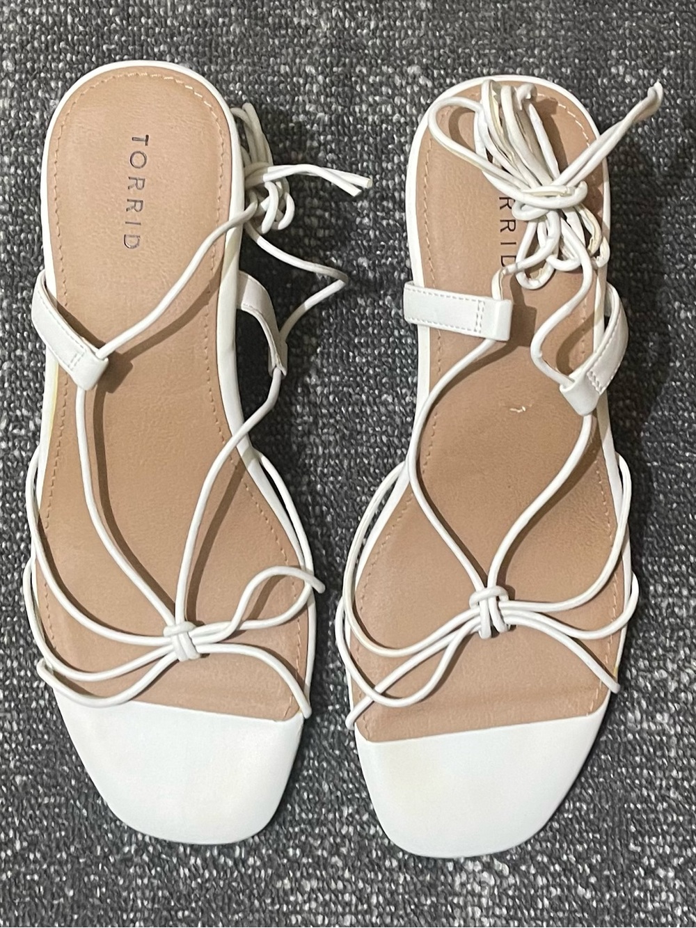 Torrid White Strappy Lace-Up Flat Sandals